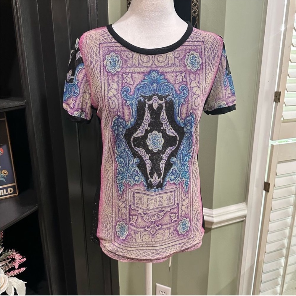Nicola Goth Rose T-Shirt Blouse Size Medium